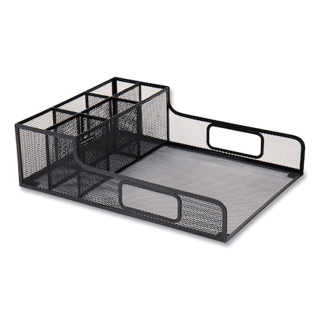 Mind Reader Network Collection Utensil, Napkin and Plate Countertop Organizer, 11.5 x 14.75 x 5.5, Metal, Black PSNAMESH-BLK